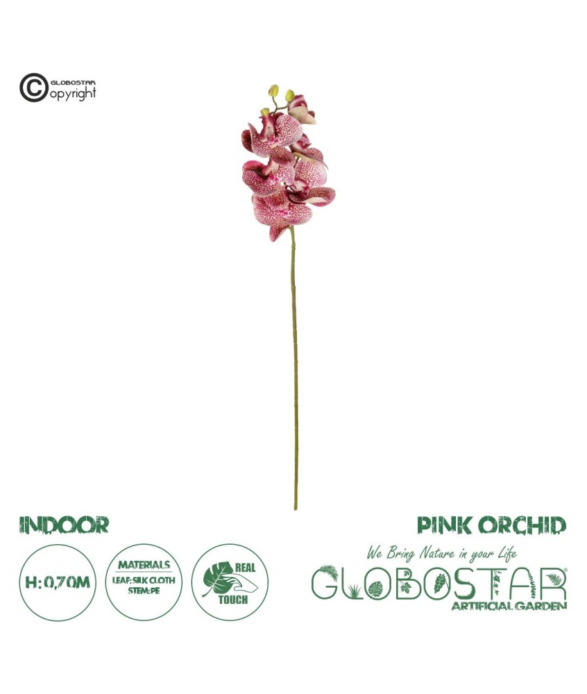 GloboStar® Artificial Garden  PINK ORCHID  BRANCH 21412 Τεχνητό Διακοσμητικό Κλαδί Ροζ Ορχιδέα Y70cm